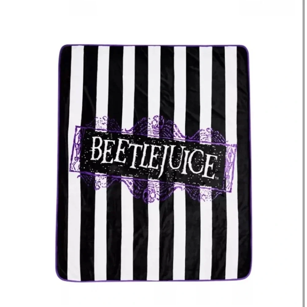 Beetlejuice Reversible Plush Throw NWT 50x60